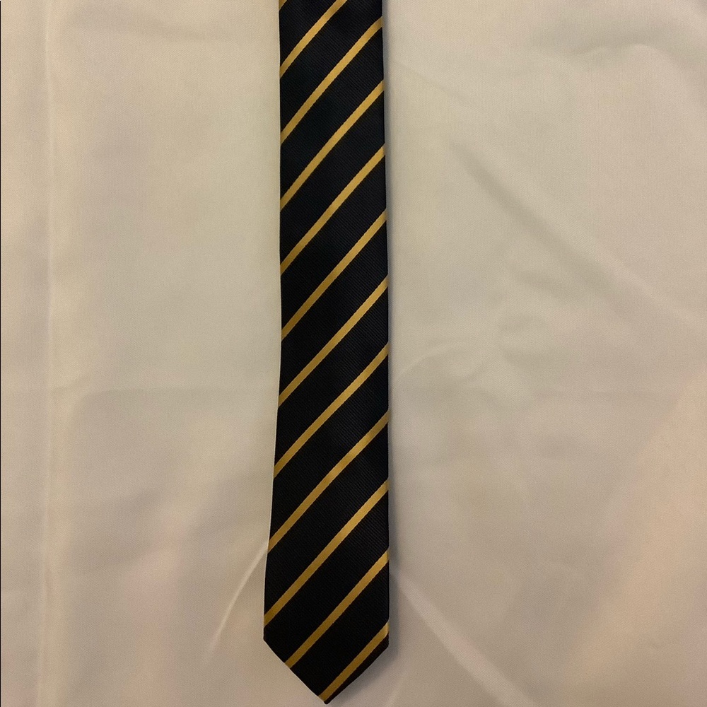 Christian Stephanus Navy Gold Stripe Slim Tie